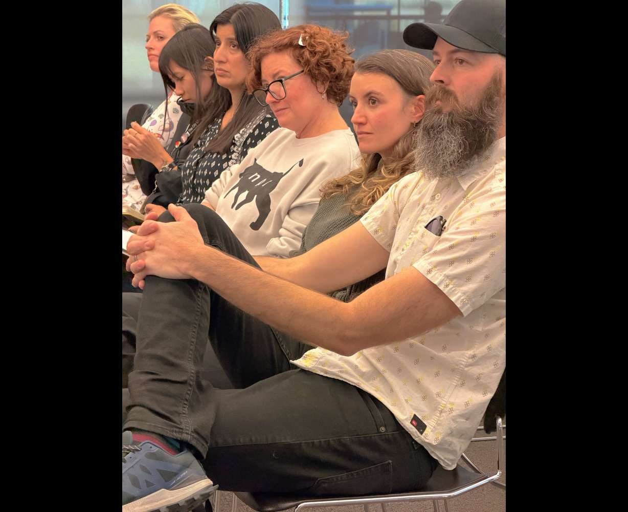 Some former Library employees at the board meeting on Monday.