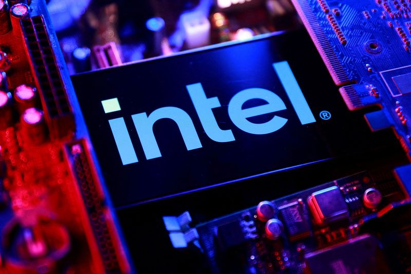 FILE PHOTO: An Intel logo and a computer motherboard appear in this illustration taken on August 25, 2025.