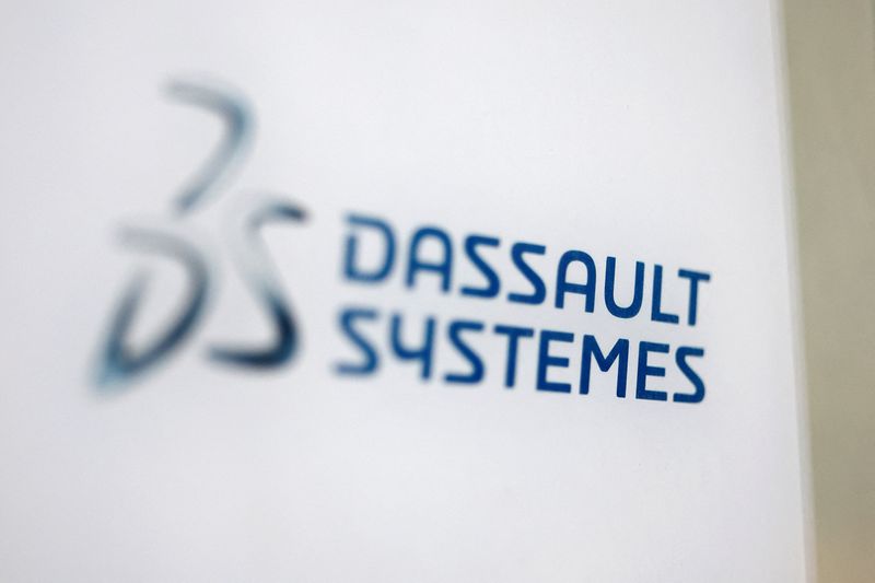 A logo of Dassault Systemes SE is seen on a company building in Paris, France, January 27, 2023.