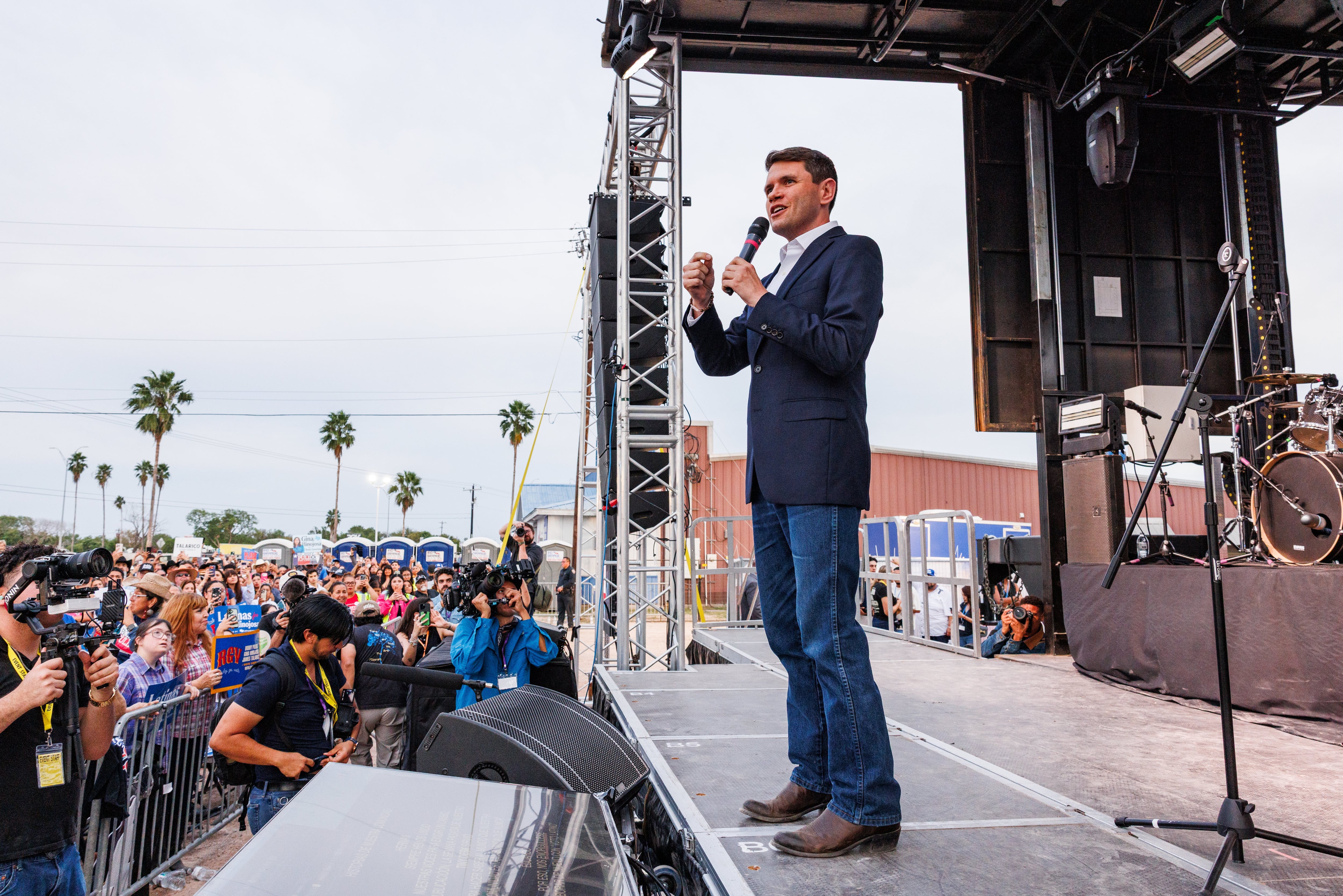 U.S. Senate candidate James Talarico speaks to attendees at the Voto Latino "Ready, Go, Vote," rally Sunday, in Weslaco, Texas, ahead of the midterm elections. The question of personality over policy has become elevated in the state's U.S. Senate race.