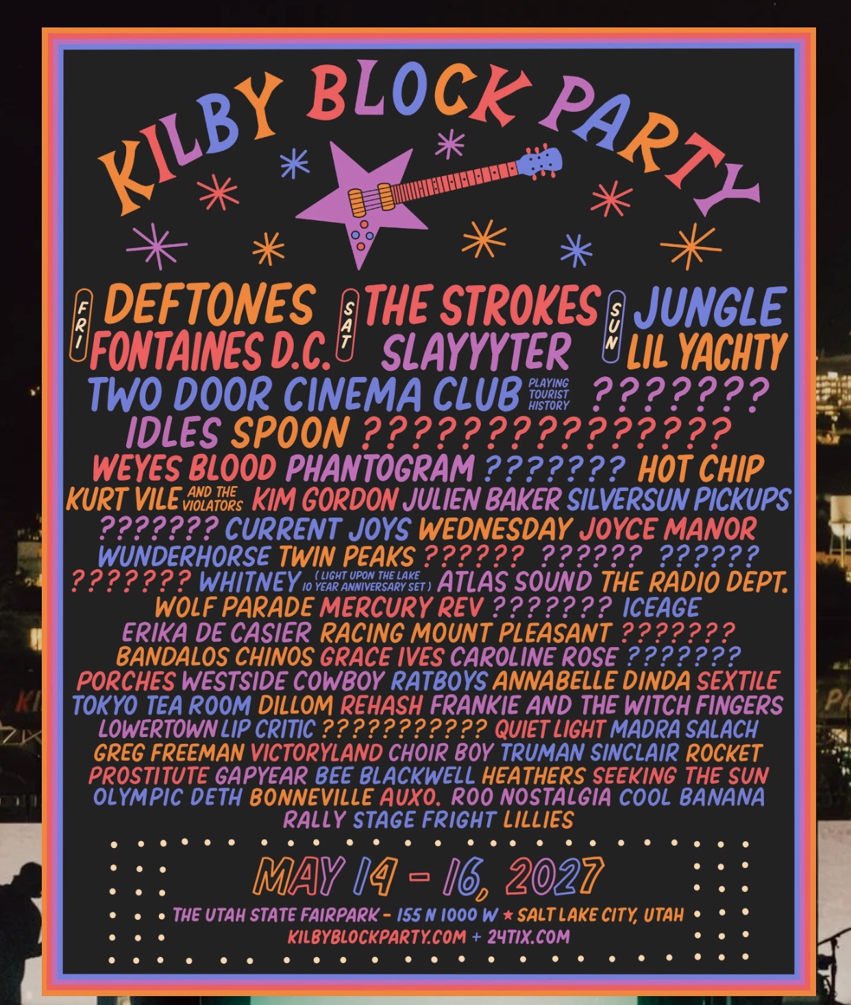 The lineup for the 2027 Kilby Block Party.