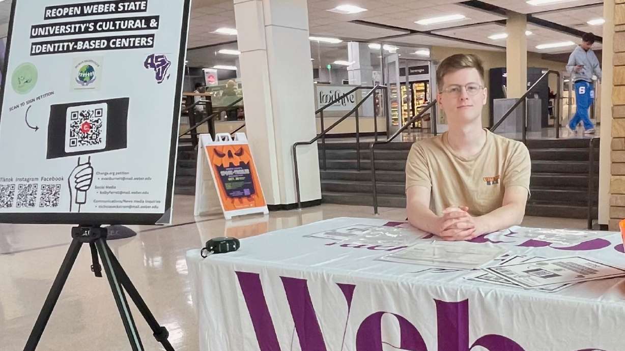 Three Weber State students, including Evan Burnett, are pressing to resurrect the cultural centers at the university after their elimination in the wake of HB261. Burnett is pictured Tuesday at the university in Ogden.