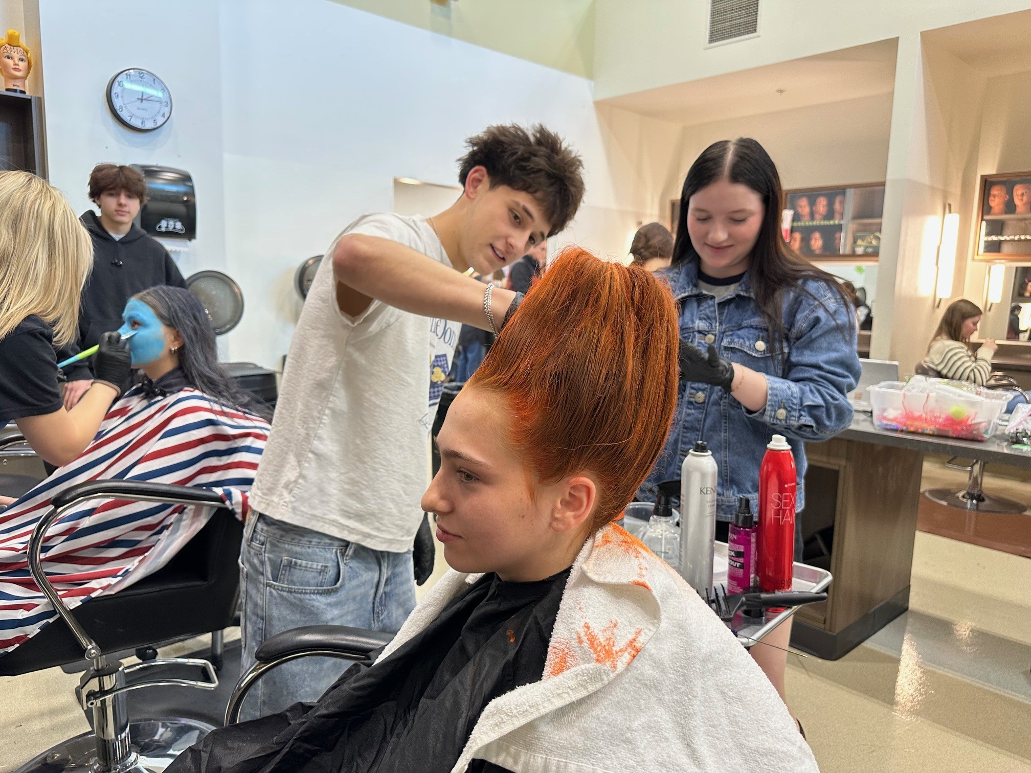 High School students in the Hair and Nail program at Jordan Academy for Technology and Careers in Riverton compete in the Halloween Fantasy Competition.