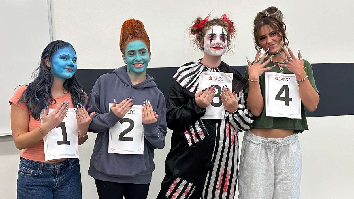 High School students in the Hair and Nail program at JATC in Riverton compete in the Halloween fantasy competition.