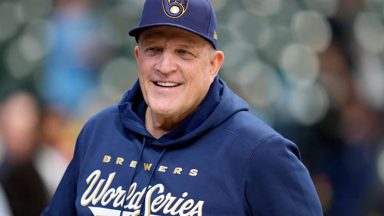 Milwaukee Brewers manager Pat Murphy watches batting practice before Game 1 of baseball's World Series, Friday, Oct. 23, 2026, in Milwaukee, between the Milwaukee Brewers and the Tampa Bay Rays.