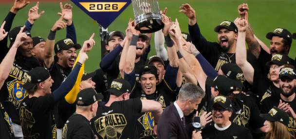 Yelich pays tribute to Uecker after finally leading Brewers to their first World Series title