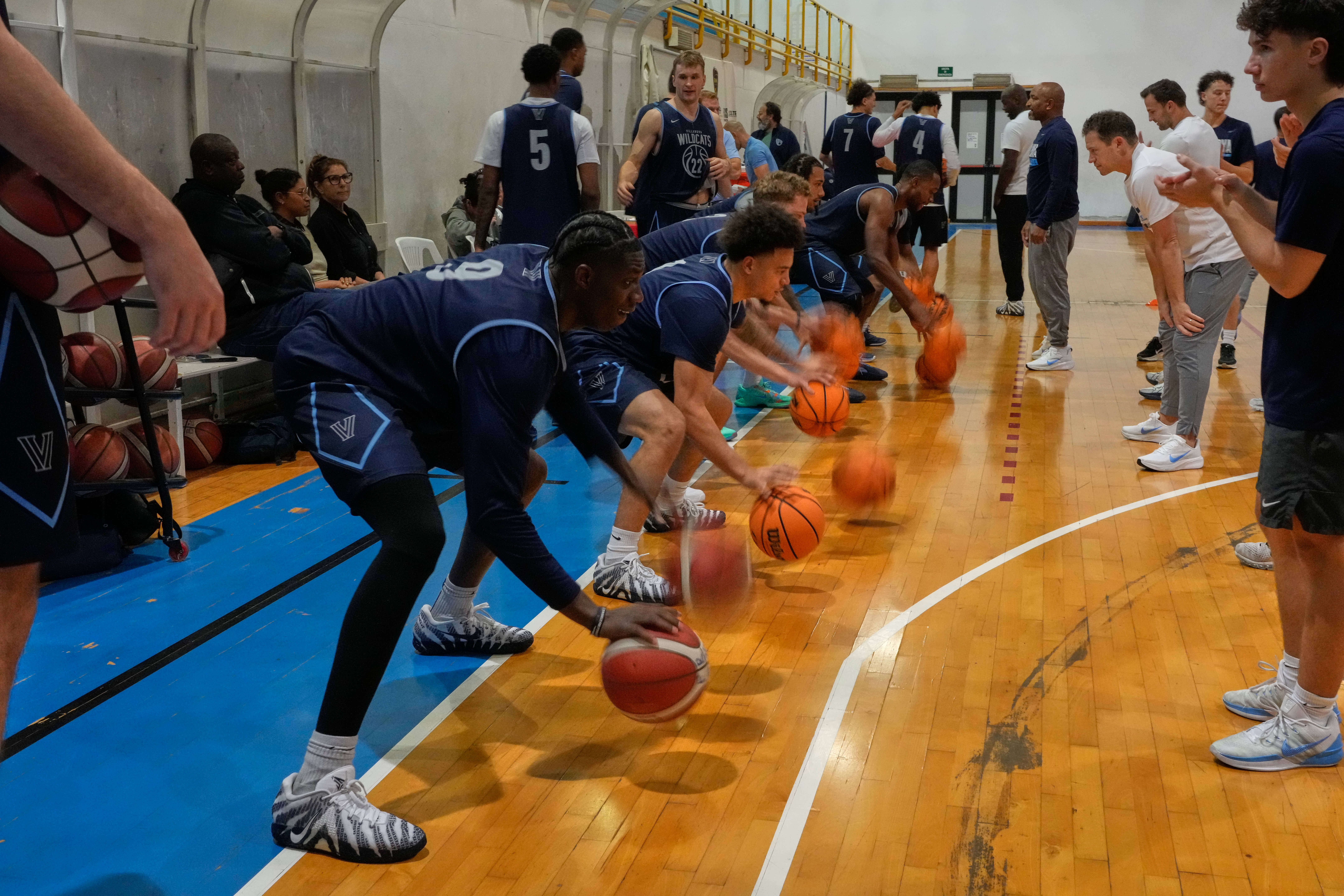 The Villanova men's basketball team takes part in a training session in Rome, Thursday, Oct. 29, 2026. 