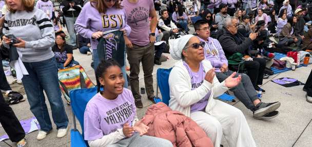 Young girls skip school with their parents to attend Valkyries' early WNBA Finals watch party