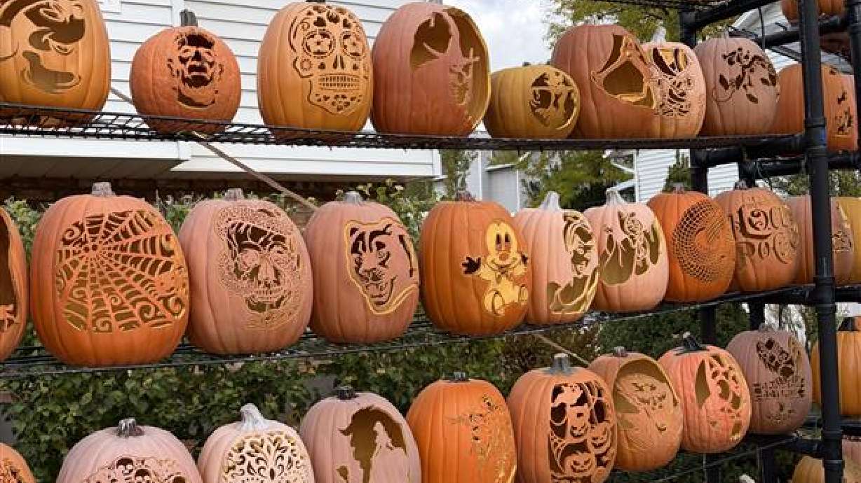 Ken Klinker has spent the last 30 years carving foam pumpkins to fill his Farmington front yard for a festive Halloween display.