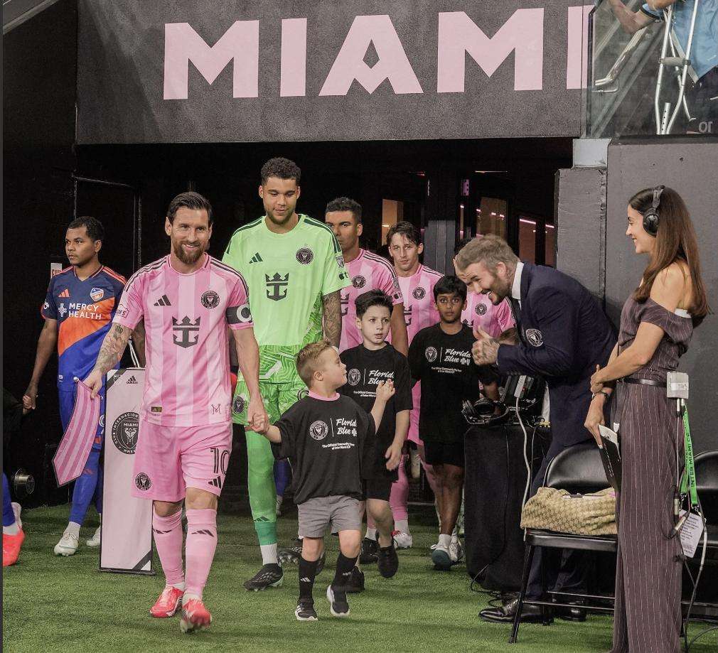Huddy Droubay is a 5-year-old with Down syndrome from Syracuse who was invited to an Inter Miami Wednesday game where he got to walk Lionel Messi onto the field.