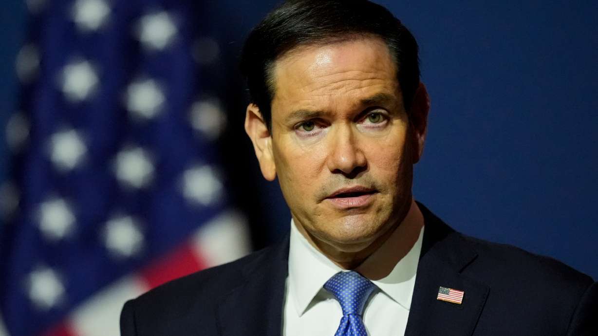 Secretary of State Marco Rubio speaks during a news conference, Saturday in Atlanta.