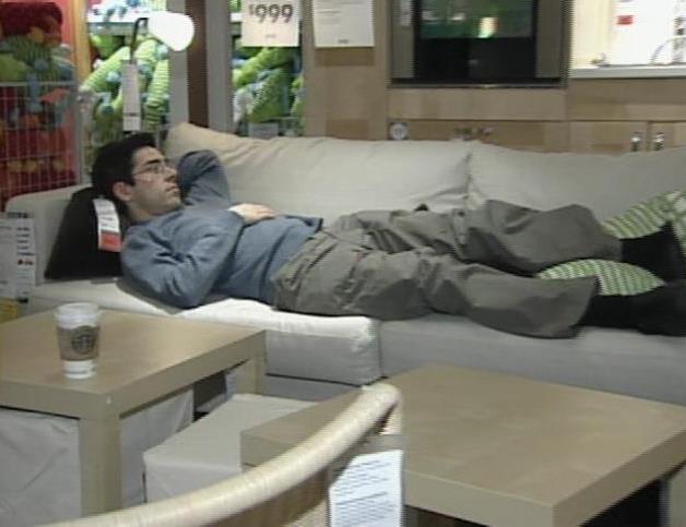 Man makes IKEA his home