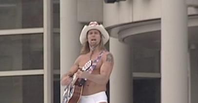 The Naked Cowboy hits the streets of Salt Lake City