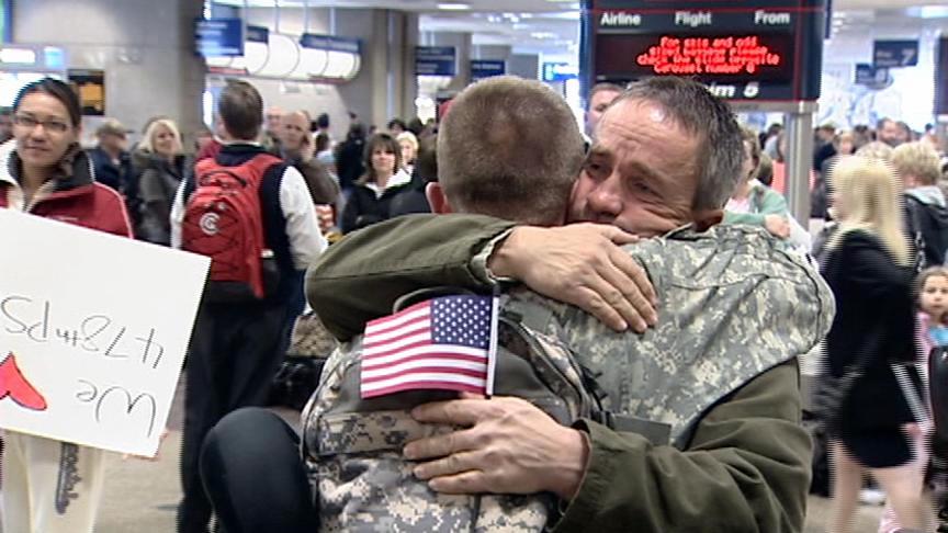 Soldiers return home in time for Valentine's Day