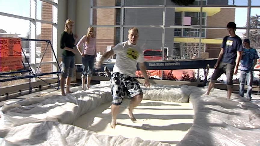 USU students walking on water in the name of science