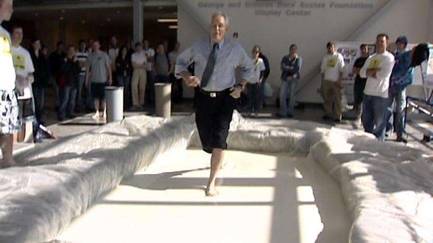 USU students walking on water in the name of science