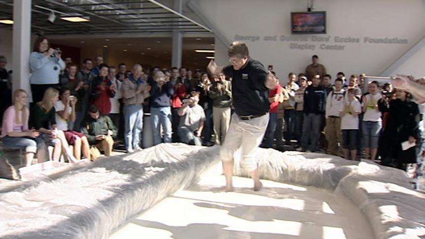 USU students walking on water in the name of science