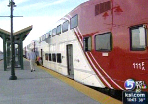 FrontRunner train on display in Ogden