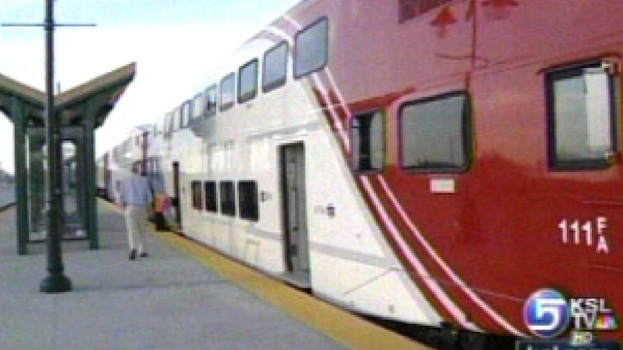 FrontRunner train on display in Ogden