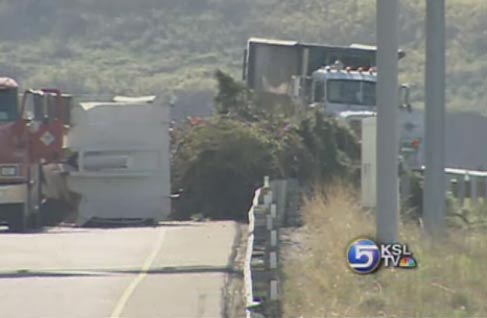 Overturned Semi Closes Portion of I-80