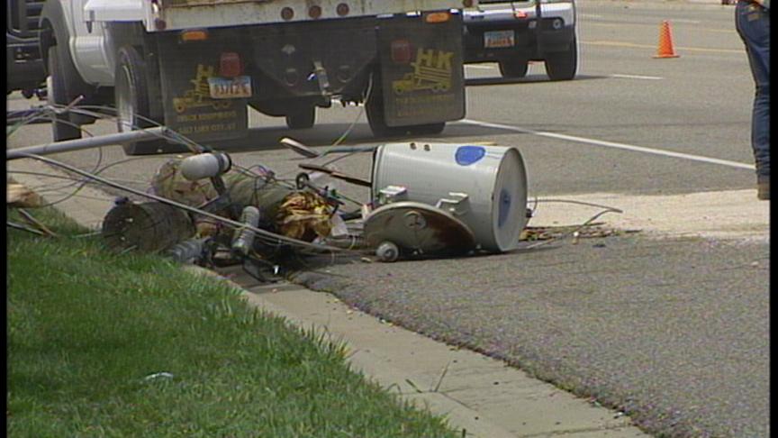 Tractor Trailer Knocks Down Power Poles