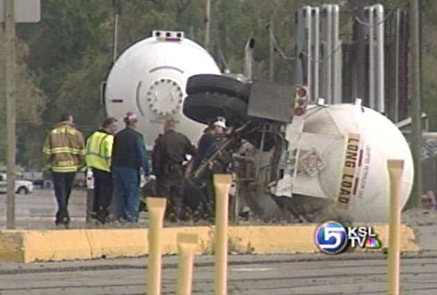 Butane Tanker Overturns in Bountiful