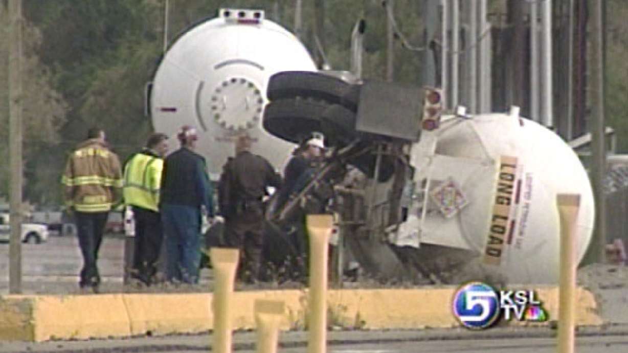 Butane Tanker Overturns in Bountiful