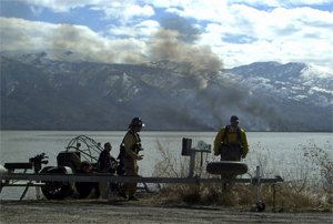 DWR burning Phragmites along Great Salt Lake