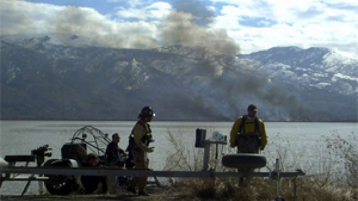 DWR burning Phragmites along Great Salt Lake