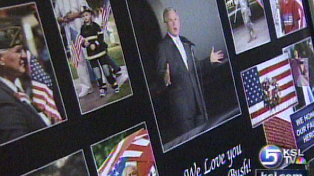 Photographer, Soldier Giving Gift to Rumsfeld