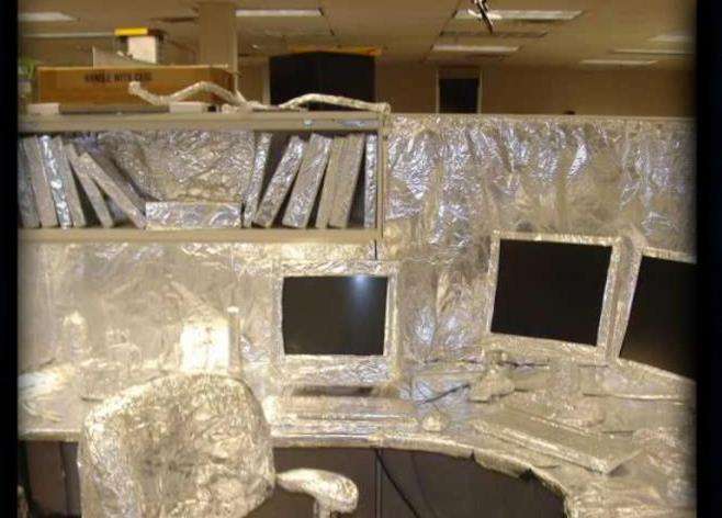 Prank turns cubicle into a house