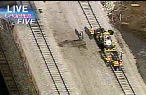 Propane Tank Catches Fire on Commuter Rail Tracks