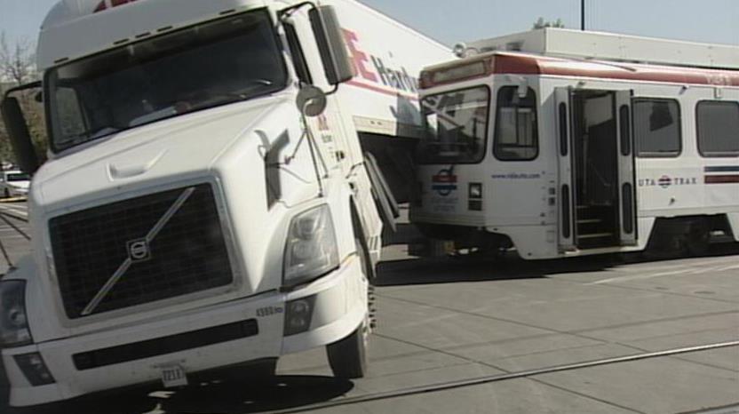 TRAX train collides with semi truck