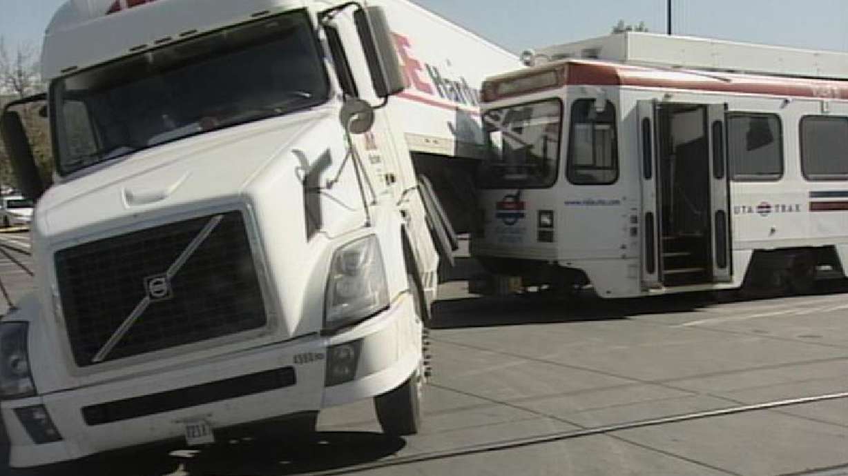 TRAX train collides with semi truck