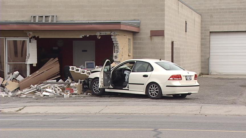 Car Slams into a Building Causing a Gas Leak