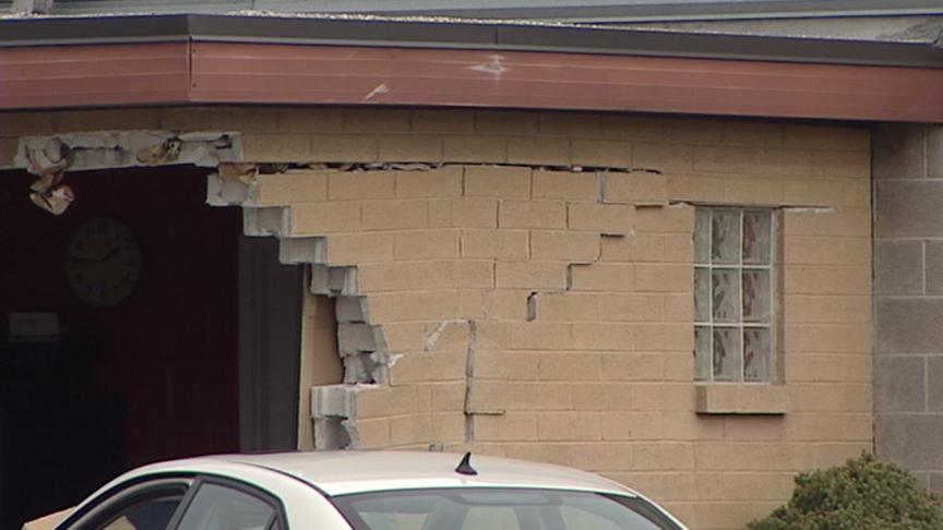 Car Slams into a Building Causing a Gas Leak