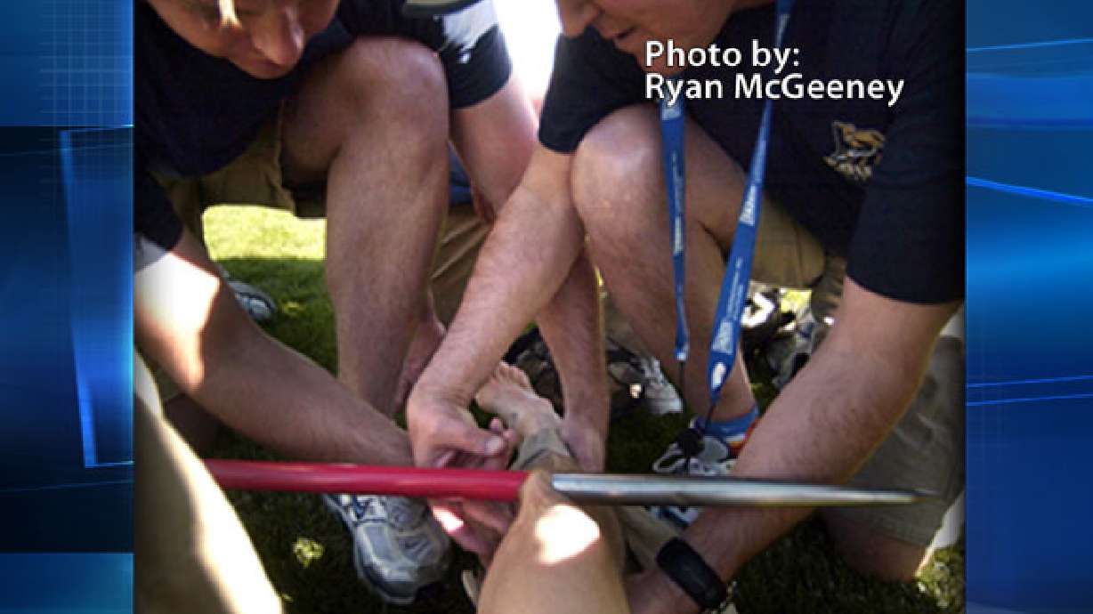 Photographer struck by javelin at Utah meet
