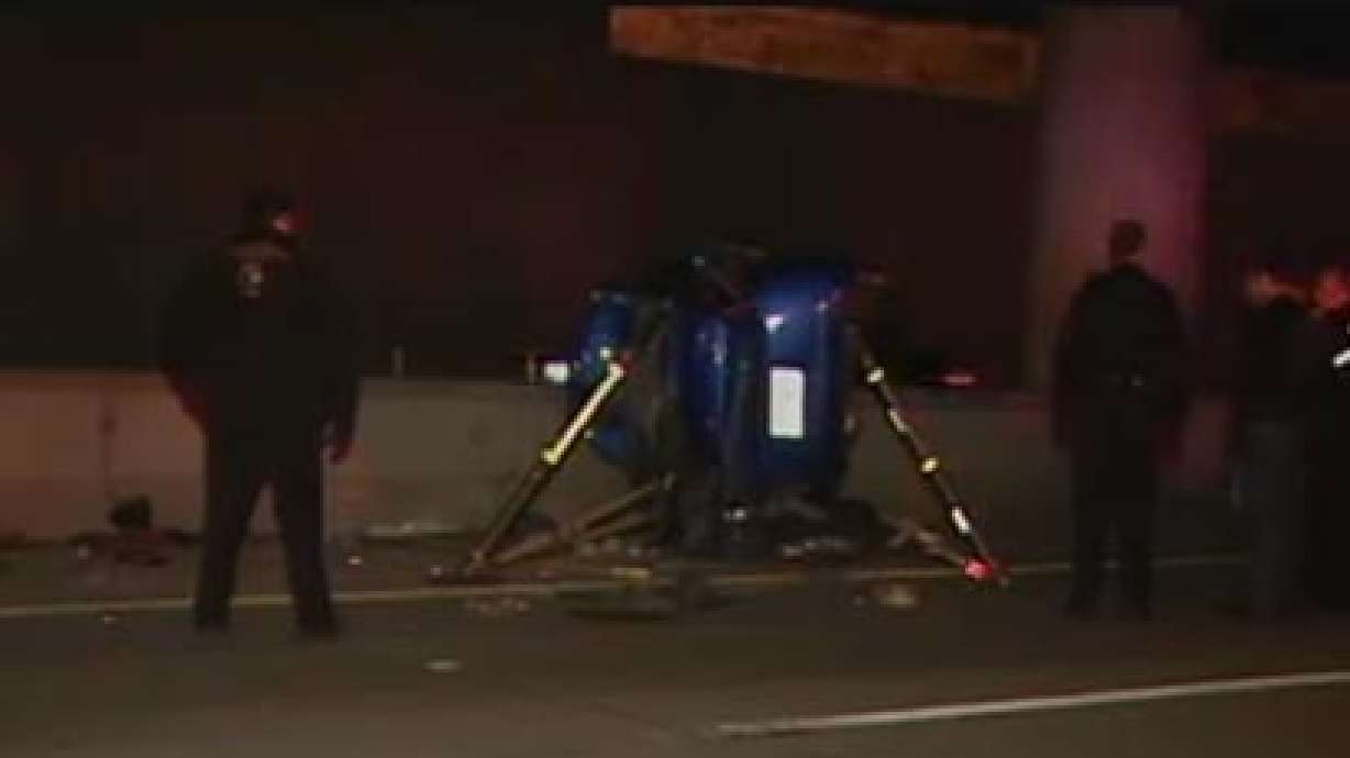 Car Plunges Off Overpass onto Bangerter Highway