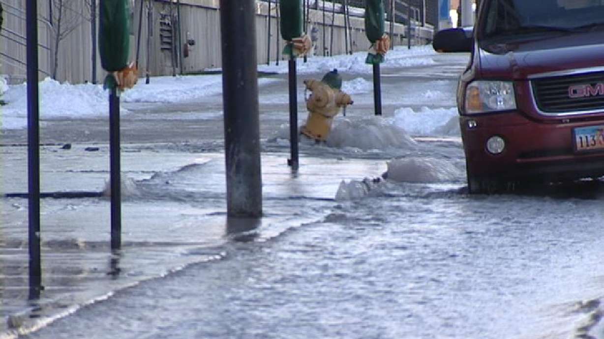 Water Main Break Floods Downtown Block