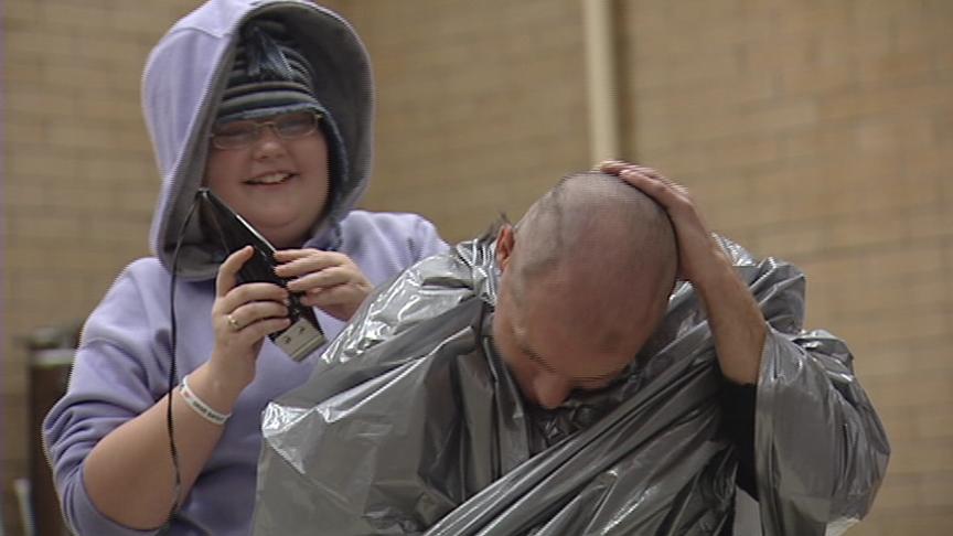 Funds Raised and Heads Shaved at Syracuse Elementary 