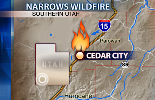 Wildfire burns near Cedar City