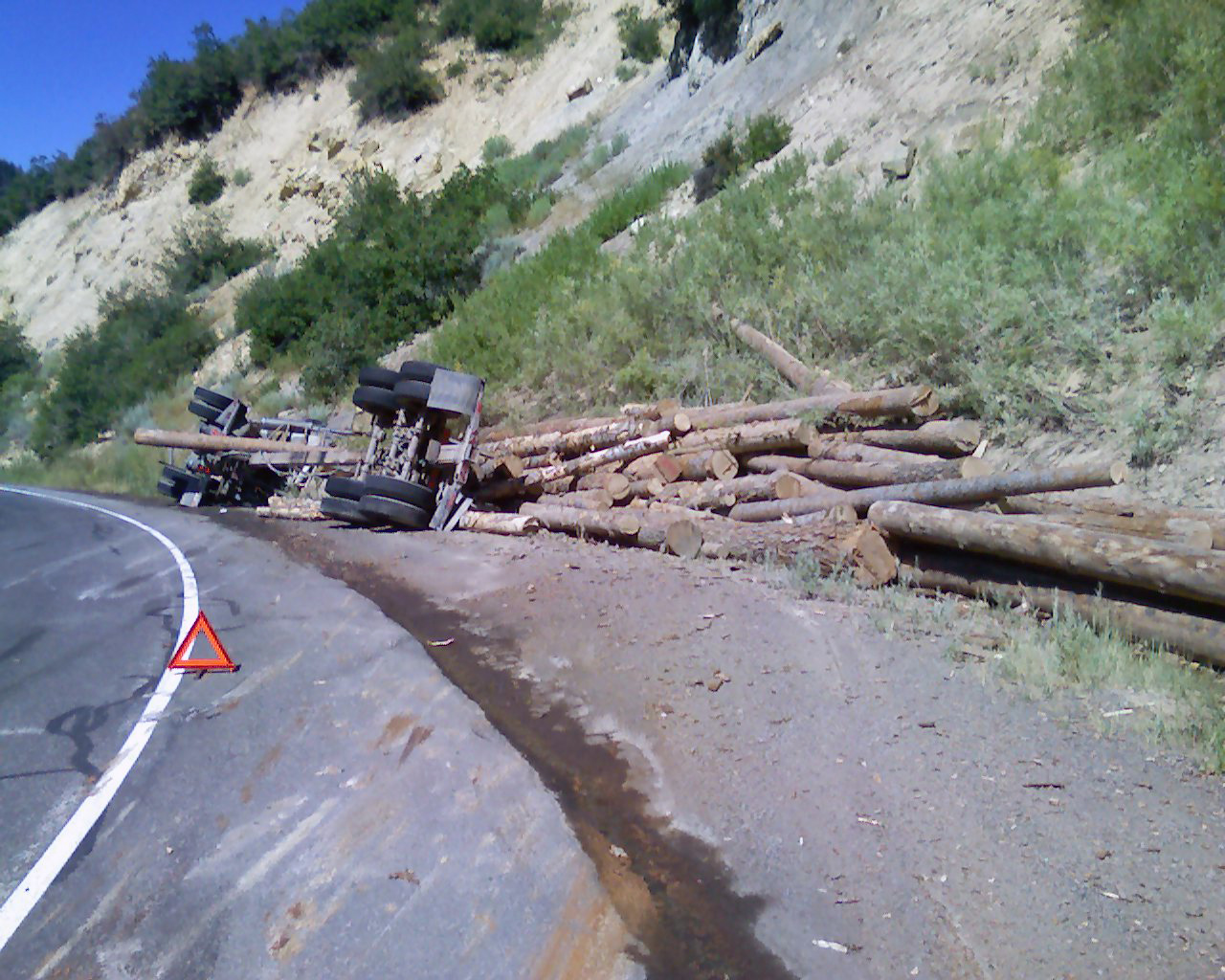 Truck driver hurt when log trailer rolls
