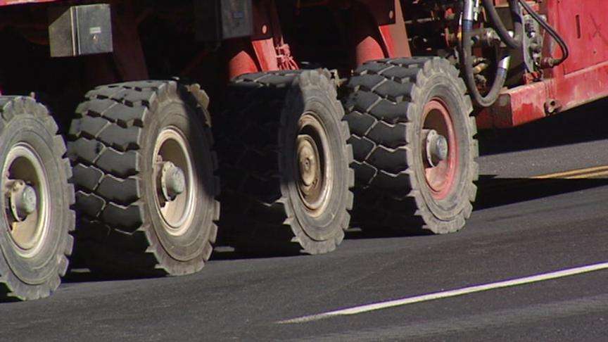Crews are installing the final freeway bridge of the season