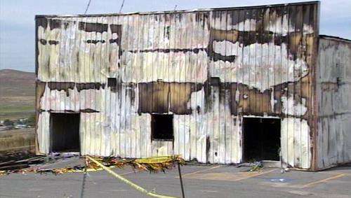 Fireworks building burning in Evanston, Wyo.