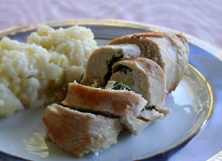 Chicken With Goat Cheese and Arugula