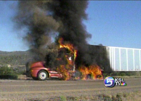 Semi Destroyed by Fire