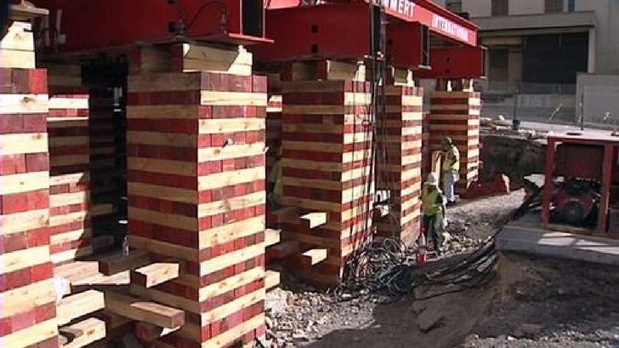 Building now 11 feet off its foundation