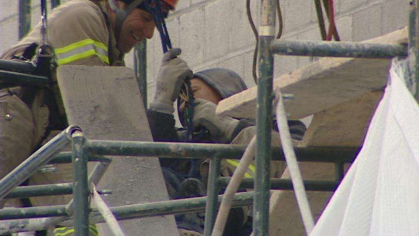 Construction Worker Rescued from Collapsed Scaffolding