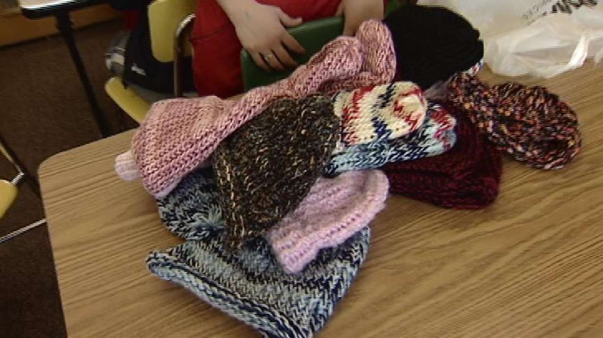 Students at Ben Lomond High Knit Hats for Kids