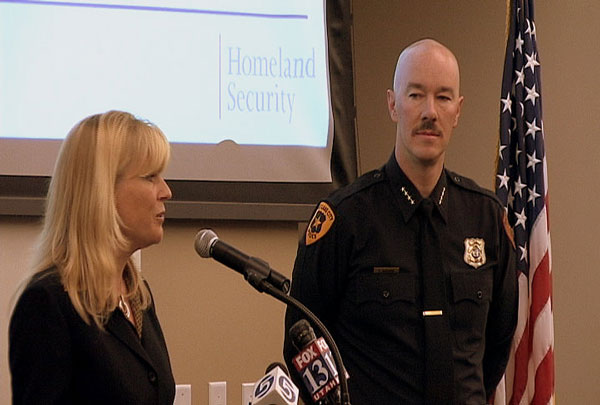 Salt Lake County District Attorney Lohra Miller and Salt Lake City Police Chief Chris Burbank